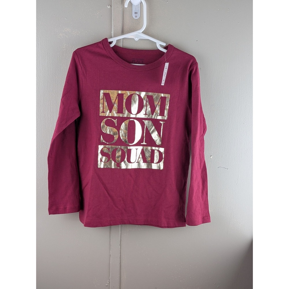 The Childrens Place Boys Burgundy Mom Son Squad Gold Graphic Tee 5T NWT